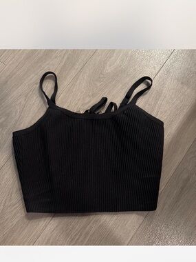 Forever 21 Black Ribbed Strappy Crop Camisole